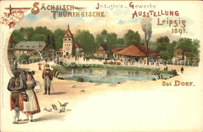 Ausstellung Industrie Gewerbe Leipzig 1897 Nr.11 Das Dorf Tracht