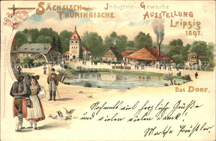 Ausstellung Industrie Gewerbe Leipzig 18 Nr.11 Das Dorf Tracht Blume