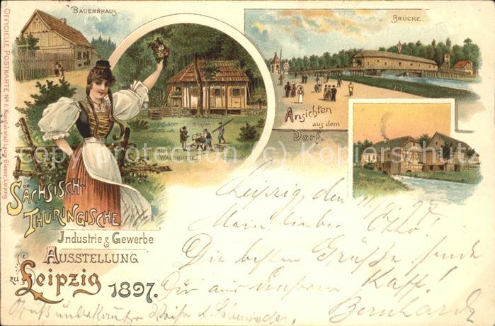 Ausstellung Industrie Gewerbe Leipzig 18 Nr.7 Bauernhaus Thüringer Waldhütte Dor