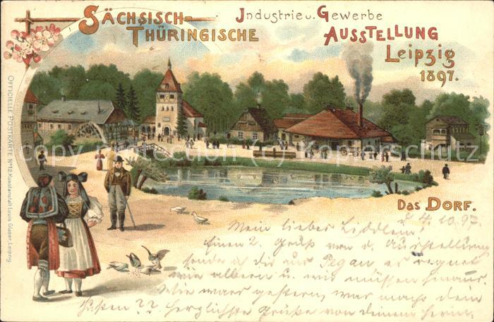 Ausstellung Industrie Gewerbe Leipzig 1897 Nr.12 Tracht Das Dorf Thueringisch-Sa