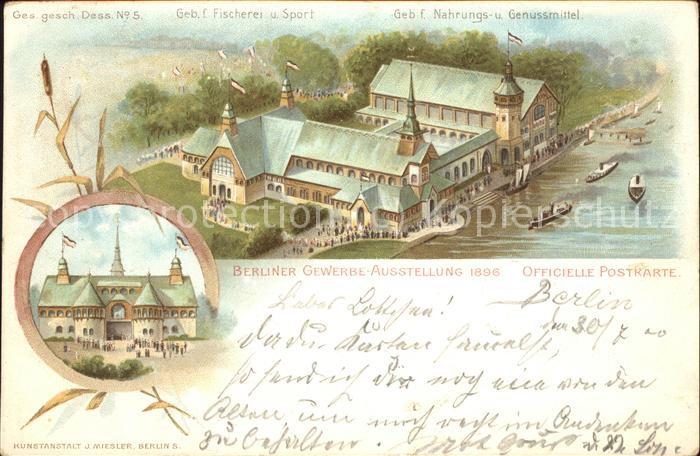 Ausstellung Gewerbe Berlin 1896 Nr.5 Berlin Fischerei Sport Kunstanstal