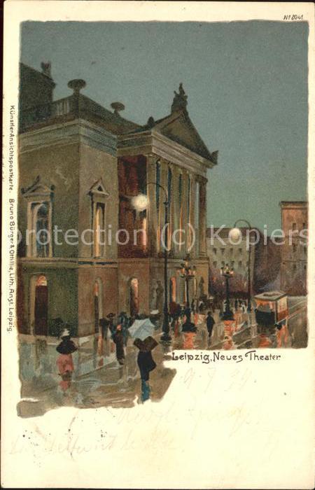 Verlag Buerger Leipzig Nr. 2041 Leipzig neues Theater Strassenbahn