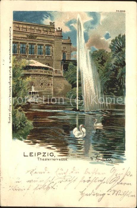 Verlag Buerger Leipzig Nr. 2092 Leipzig Theaterterrasse