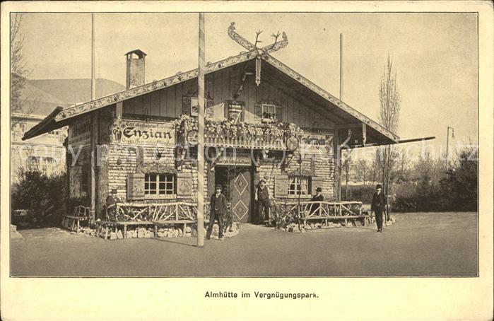 Ausstellung Baufach Leipzig 1913 Almhütte Vergnügungspark