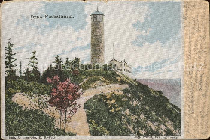 Seidenkarte imitiert Jena Fuchsturm