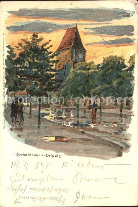 Verlag Buerger Leipzig Nr. 2028 Kirche Mockau Litho