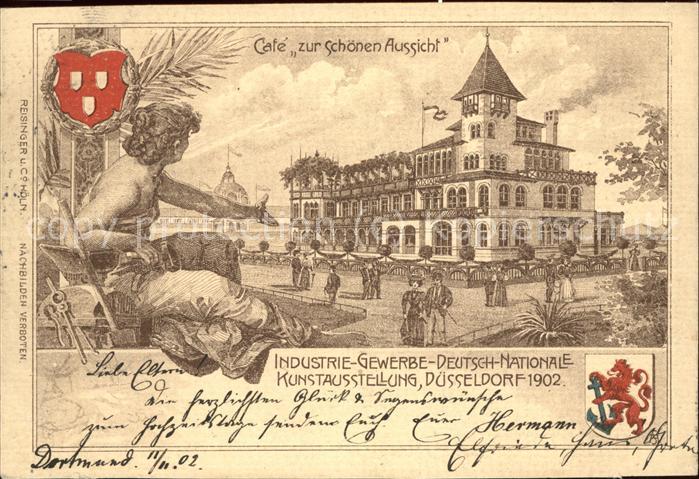 Ausstellung Industrie Gewerbe Kunst Duesseldorf 1902 Cafe zur schoenen Aussicht
