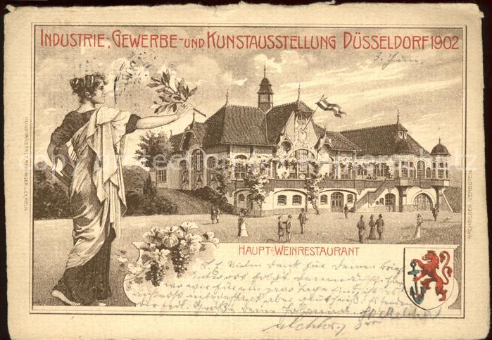 Ausstellung Industrie Gewerbe Kunst Duesseldorf 1902 Haupt-Weinrestaurant Wappe