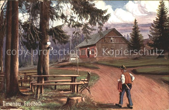 Kuenstlerkarte Wiedemann Ilmenau Waldhütte Wandern
