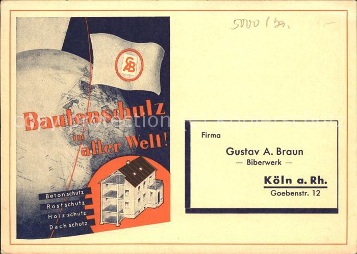 Werbung Reklame Bautenschutz Firma Gustav A. Braun Köln