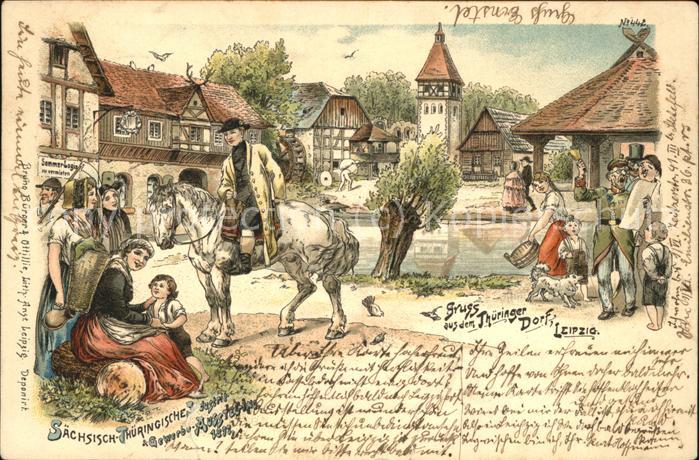 Ausstellung Industrie Gewerbe Leipzig 18 Pferd Trachten Verlag-Bürger Nr.442