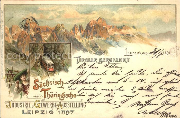 Ausstellung Industrie Gewerbe Leipzig 1897 Tiroler Bergfahrt Zahnradbahn
