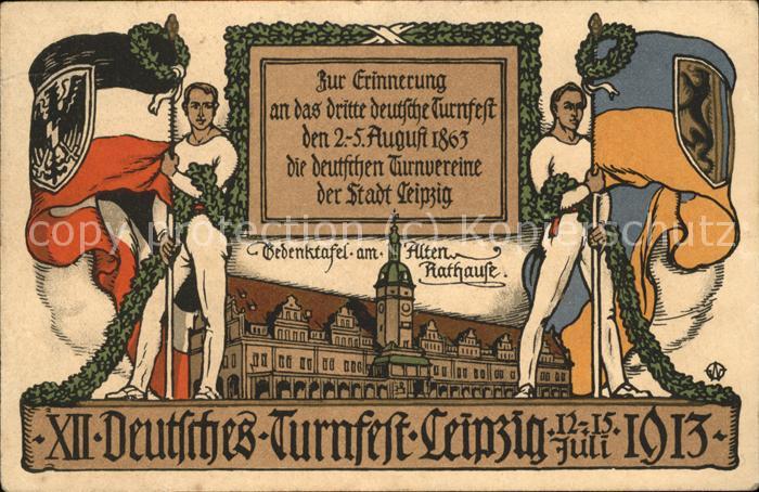 Turnfest Leipzig Gedenktafel Rathaus Schwarz-Wei