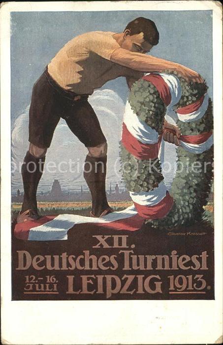 Turnfest Leipzig Festkranz Künstlerkarte Gustav