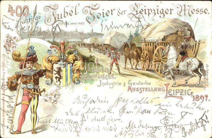 Ausstellung Industrie Gewerbe Leipzig 18 Pferdekutsche Litho