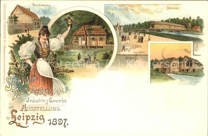Ausstellung Industrie Gewerbe Leipzig 18 Tracht Bauernhaus Thüringer Waldhütte