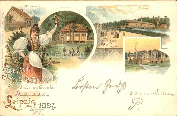 Ausstellung Industrie Gewerbe Leipzig 18 Tracht Bauernhaus Thüringer Waldhütte