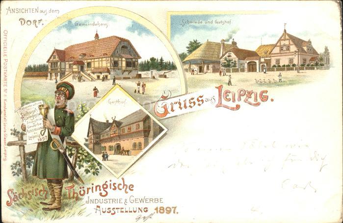 Ausstellung Industrie Gewerbe Leipzig 1897 Schmiede Gutshof Gemeindehaus