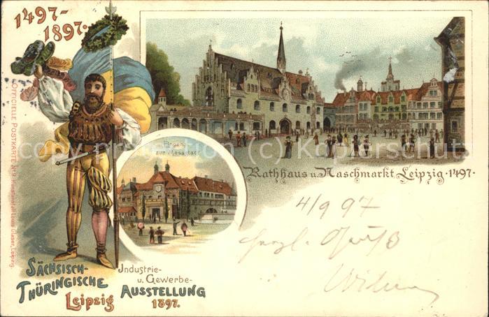 Ausstellung Industrie Gewerbe Leipzig 18 Rathaus Naschmarkt Litho