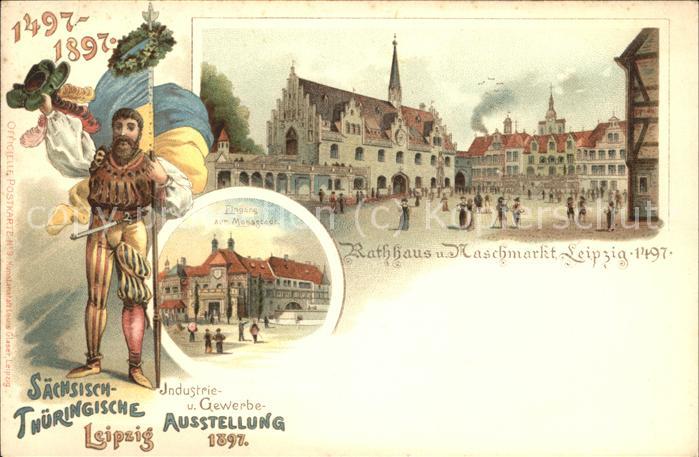 Ausstellung Industrie Gewerbe Leipzig 18 Rathaus Naschmarkt Litho