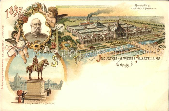 Ausstellung Industrie Gewerbe Leipzig 18 Reiterstandbild König Alber von Sachsen