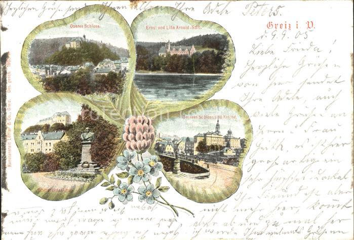 Kleeblatt-Litho Greiz Ernst und Lina Arnold-Stift Bisma