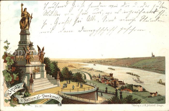 Ruedesheim Rhein Nationadenkmal auf dem Niederwald mit Blick auf Ruedesheim