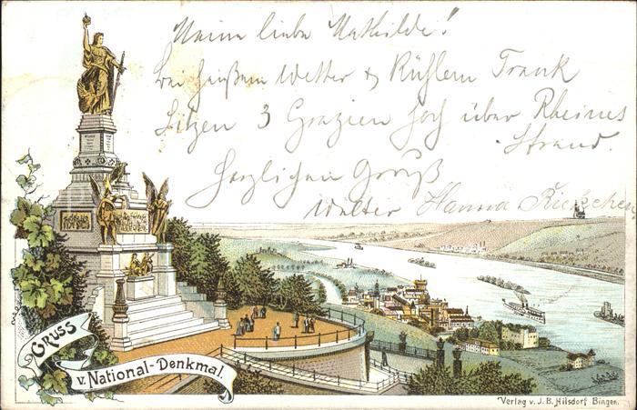 Ruedesheim Rhein Nationaldenkmal auf dem Niederwald mit Blick auf Ruedesheim