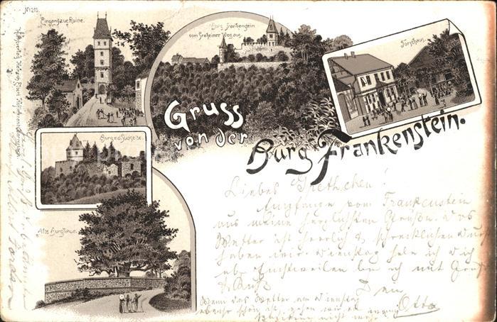 Muehltal Hessen Burg Frankenstein mit Forsthaus