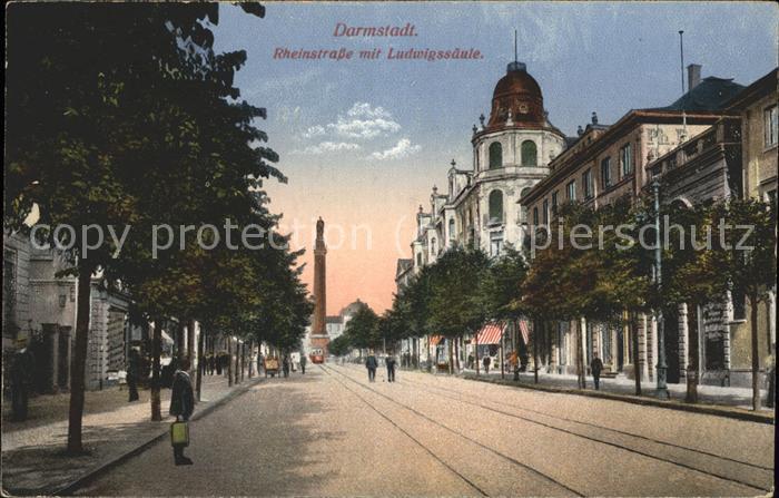 Darmstadt Rheinstrasse mit Ludwigssäule