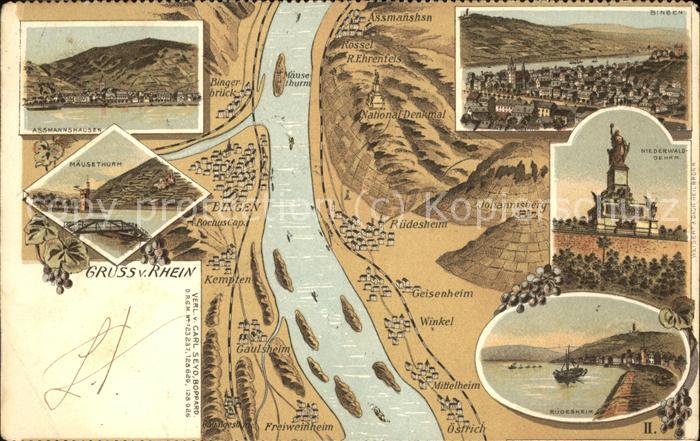 Assmannshausen mit weiteren Orten u.Städten am Rhein