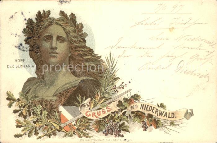 Ruedesheim Rhein Kopf der Germania vom Nationaldenkmal a