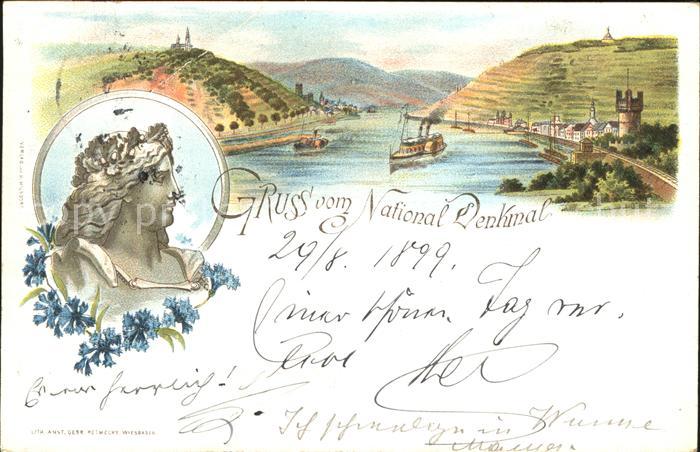Ruedesheim Rhein Nationaldenkmal mit Blick auf den Rhein