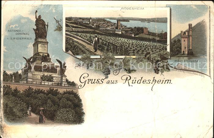 Ruedesheim Rhein mit Maeuseturm u.Nationaldenkmal