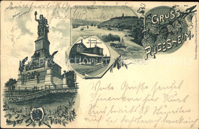 Ruedesheim Rhein Nationaldenkmal u.Bahnhof von der Zahnr