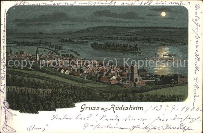 Ruedesheim Rhein bei Mondschein