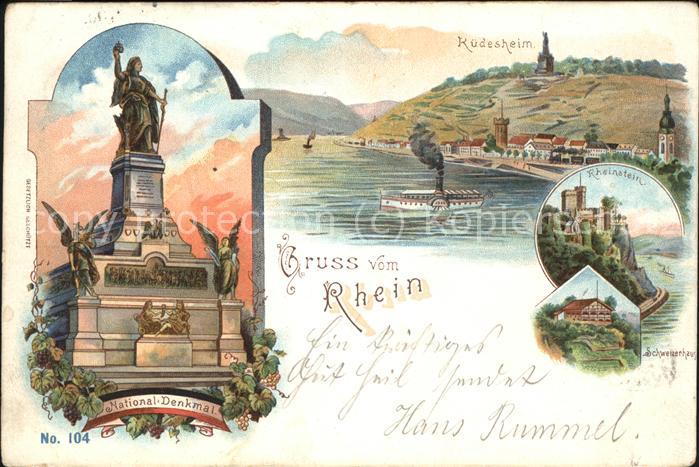 Ruedesheim Rhein Burg Rheinstein u.National-Denkmal