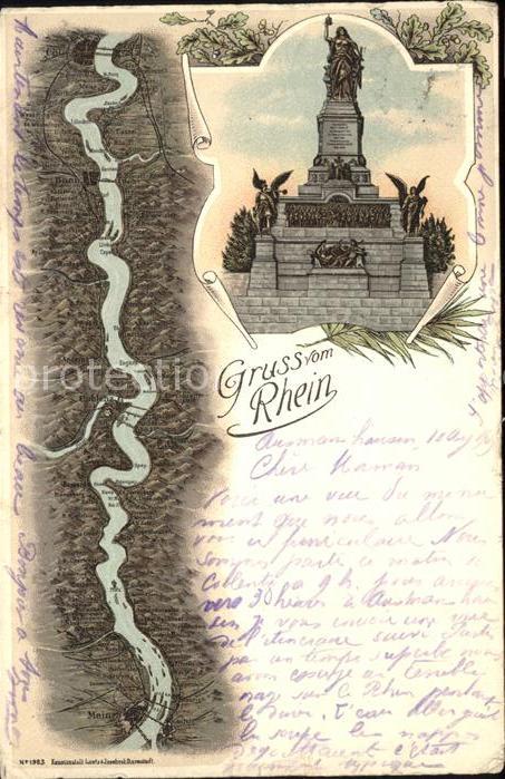 Ruedesheim Rhein Nationaldenkmal u.Rheinverlauf