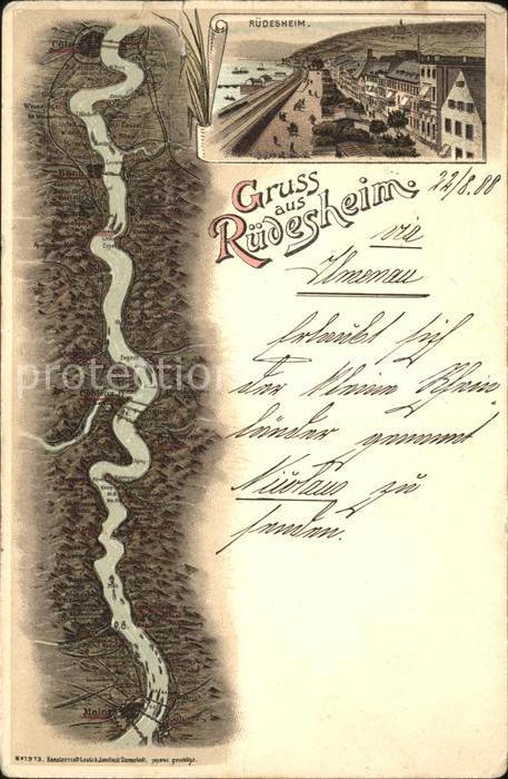 Ruedesheim Rhein mit Rheinverlauf