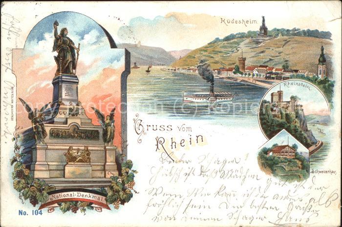 Ruedesheim Rhein Nationaldenkmal u.Burg Rheinstein