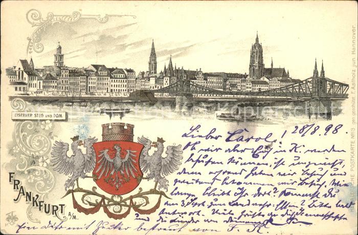 Frankfurt Main Eisener Steg Dom u.Stadtwappen