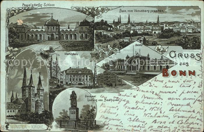 Bonn Rhein Poppelsdorfer Schloss u.Bahnhof