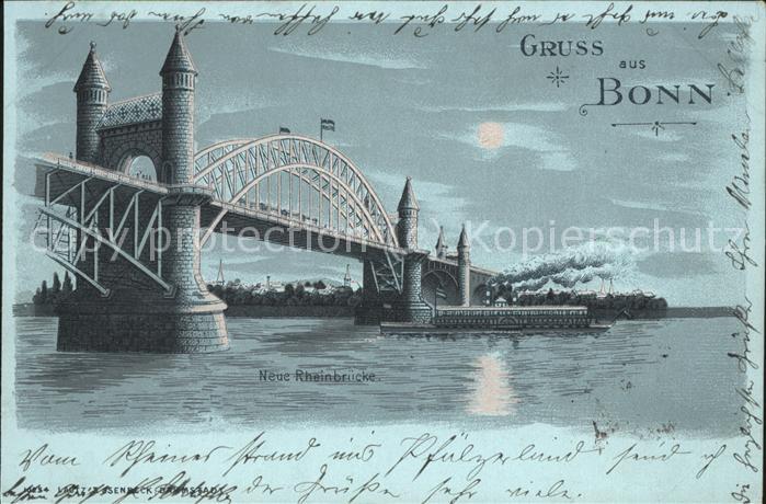 Bonn Rhein Neue Rheinbrücke (Mondscheinlitho)