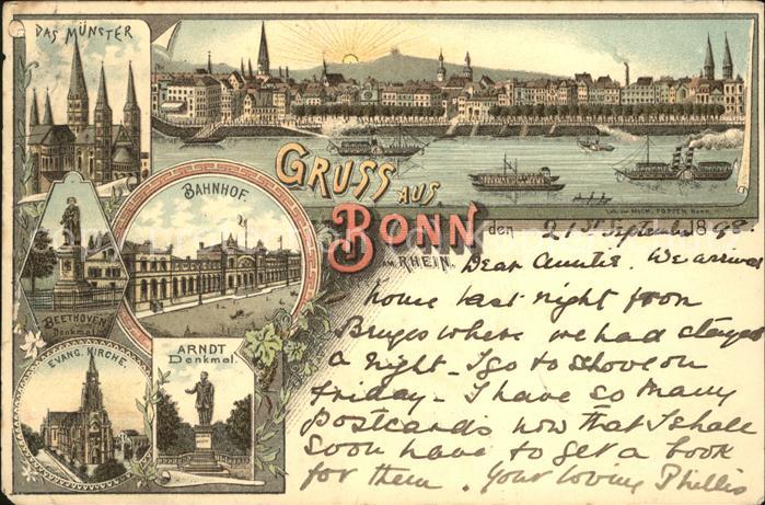 Bonn Rhein Bahnhof u.Arndt-Denkmal