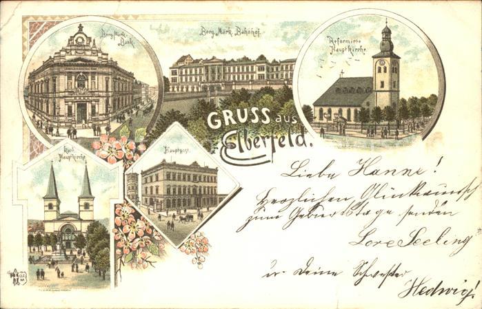 Elberfeld Wuppertal Berg Märk Bank und Bahnhof Reformierte