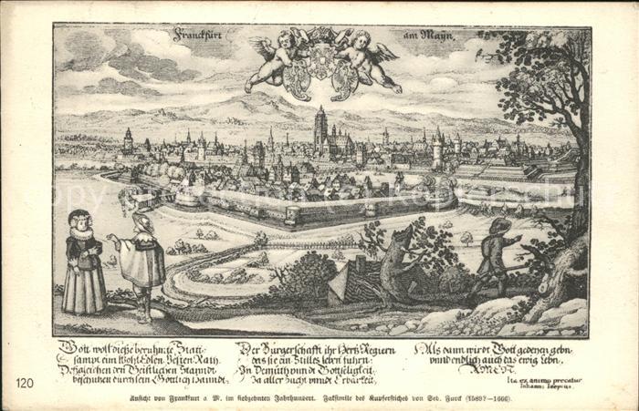 Frankfurt Main Mittelalterliche Stadtansicht Zeichnung