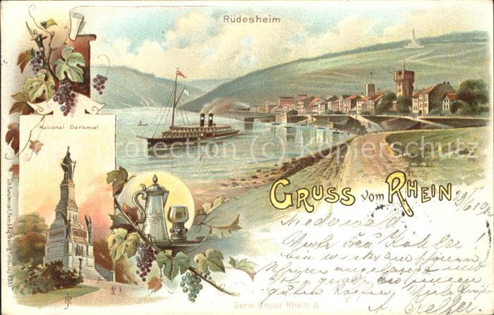 Ruedesheim Rhein Nationaldenkmal Dampfschiff Rheinpanora
