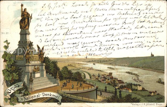 Ruedesheim Rhein Nationaldenkmal mit Rheinpanorama