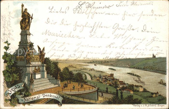 Ruedesheim Rhein Nationaldenkmal mit Rheinpanorama