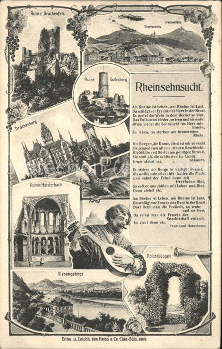 Siebengebirge mit Rolandsbogen Drachenfels Godesburg